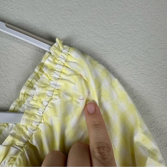 Janie and Jack Girls Yellow White Gingham Puff Short Sleeve Romper Size 12 - Picture 6 of 7